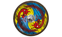 Viking shield dragon blue-yellow