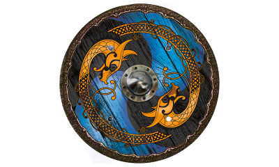 Viking shield dragon blue-black