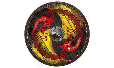 Viking shield dragon yellow-black