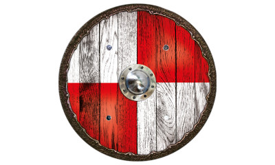 Viking shield warrior red