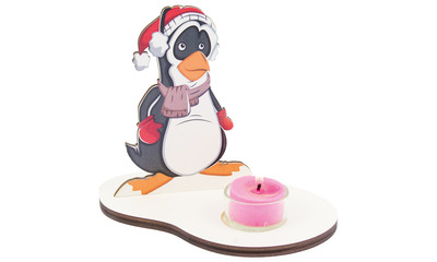 Weihnachtsdeko Pinguin mit Kerze