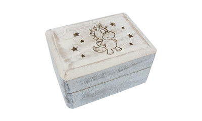Wooden box white with engraving