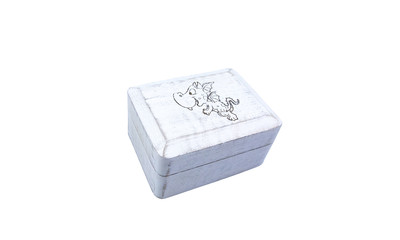 Wooden box white with dragon engraving