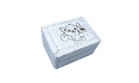 Wooden box white with cat engraving small