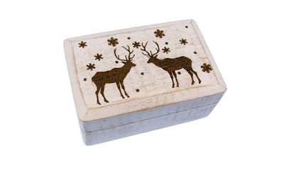 Wooden box white with Christmas engraving