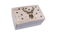 Wooden box white with Christmas engraving big