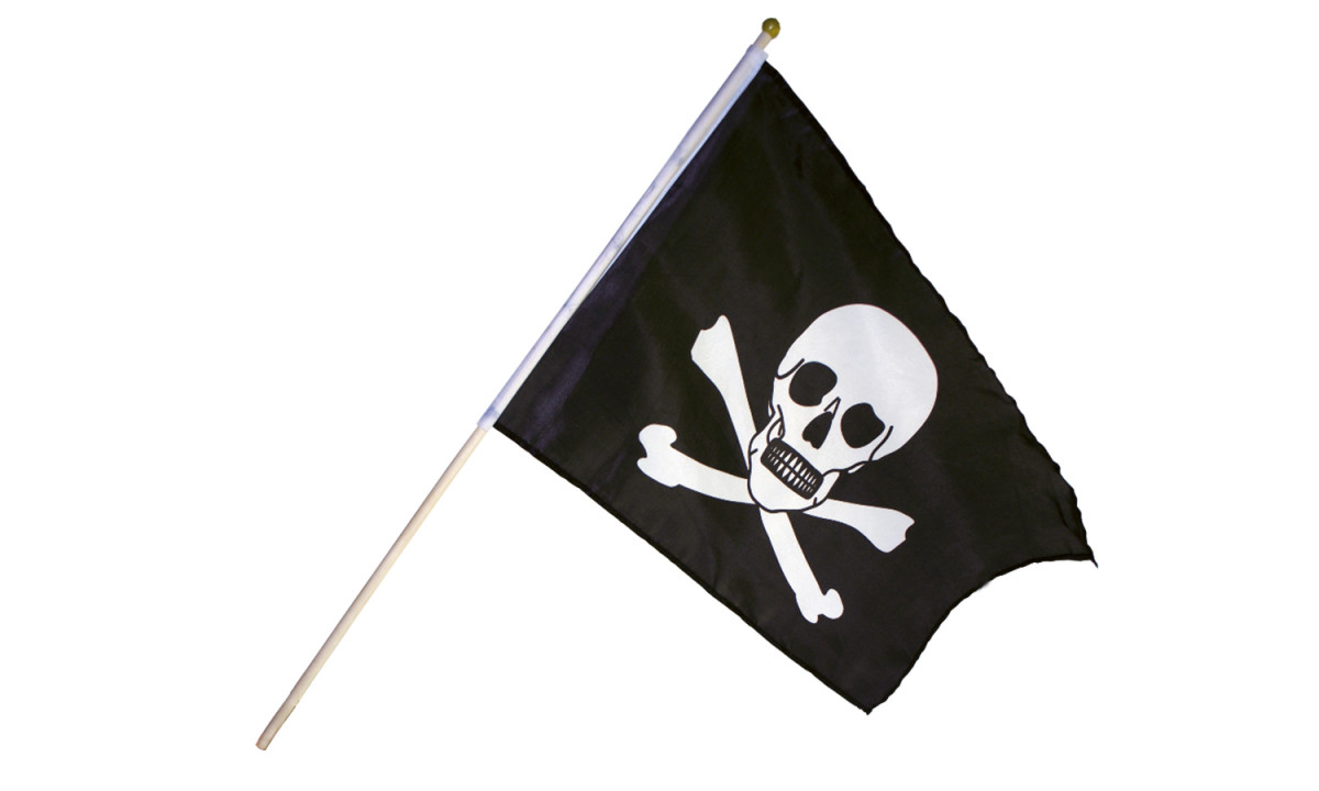 Piratenflagge mit Stab Piratenfahne für Spielturm Totenkopf Flagge